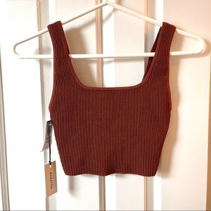 NWT Aritzia Babaton Sculpt Knit Cropped Tank Rich Copper 2XS